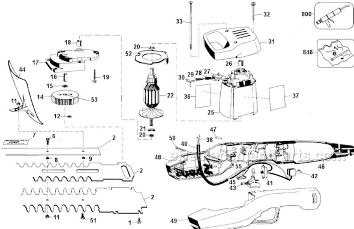 Page A Diagram and Parts List for 8114 Type 4 Black and Decker Hedge Trimmer